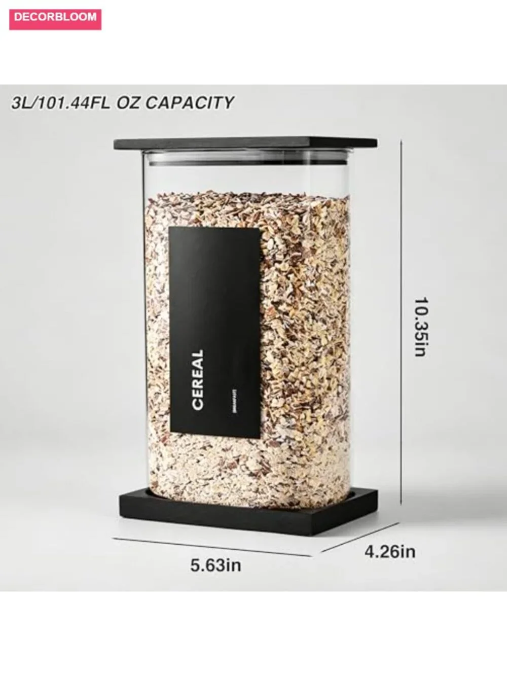 Glass Storage Jars with Bamboo Lids, 100oz Square Canister Set for Kitchen